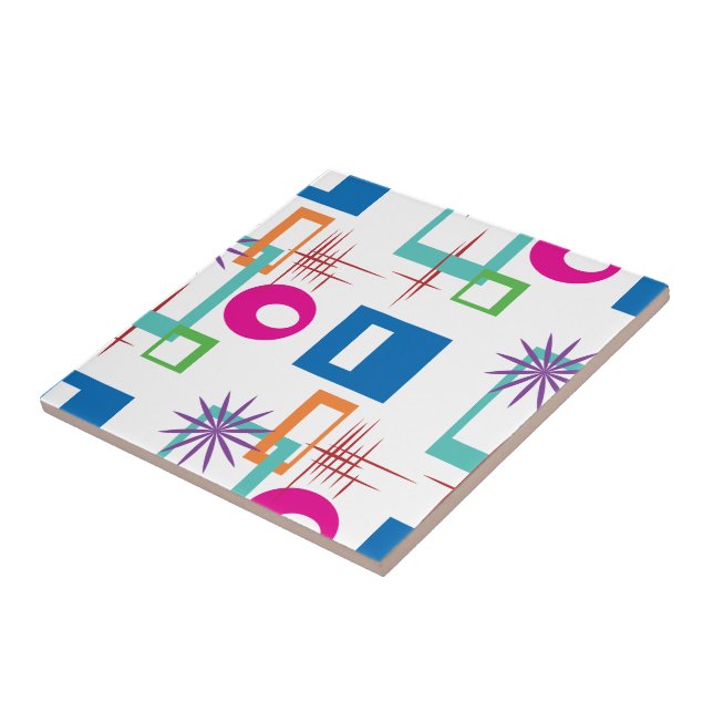 Starburst Geometric Multicolored Pattern Tile (Side)