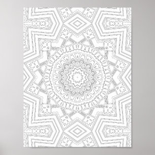 Starburst Geometry Coloring Page Art Design Poster
