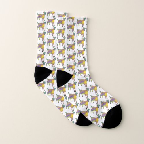 Starburst Goat Colourful Cute Farm Baby Animal Art Socks