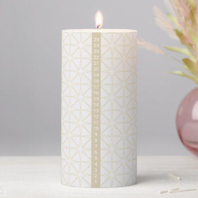 Starburst Gold Christmas Countdown Pillar Candle (In Situ)