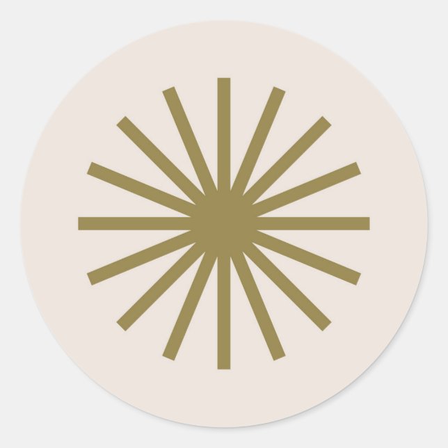 Starburst Gold & Linen White Classic Round Sticker (Front)