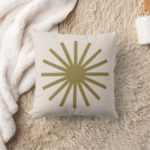 Starburst Gold & Linen White Throw Pillow