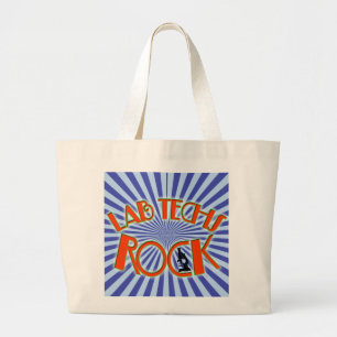 STARBURST LAB TECHS ROCK (LABORATORY SCIENTIST) LARGE TOTE BAG