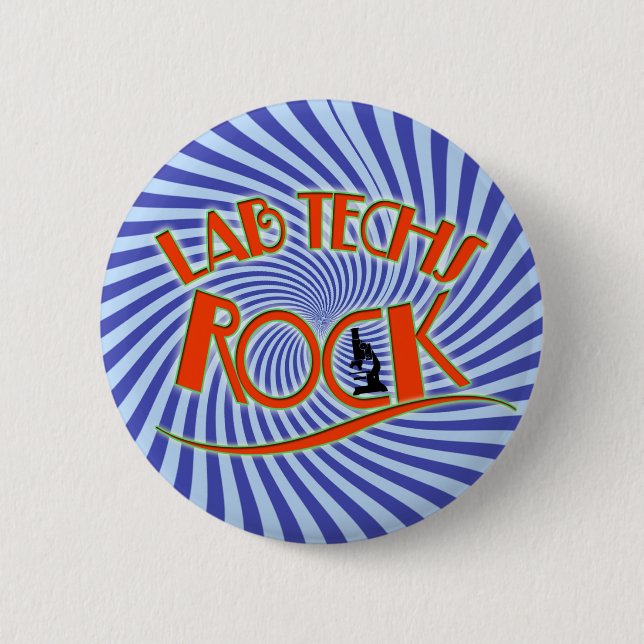 STARBURST LAB TECHS ROCK (LABORATORY SCIENTIST) PINBACK BUTTON (Front)