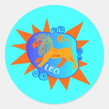 Starburst Leo Classic Round Sticker by ZodiacAttack at Zazzle
