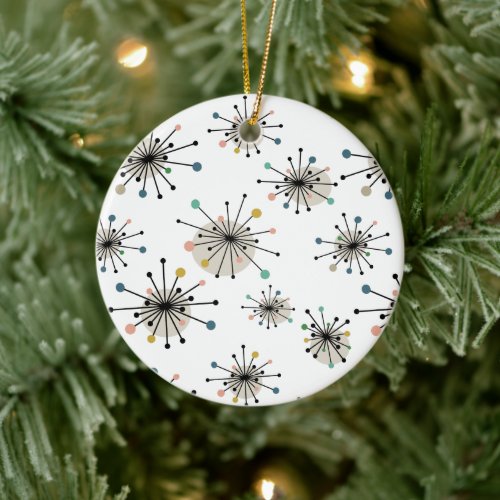 Starburst Mid Century Modern Christmas Holiday Ceramic Ornament