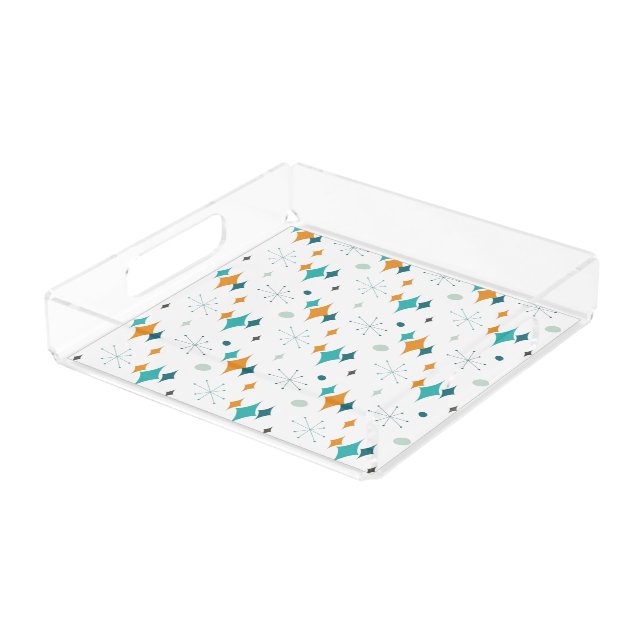 Starburst Mid Century Modern Pattern Acrylic Tray (Angled)