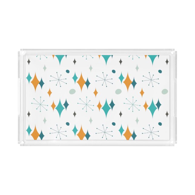 Starburst Mid Century Modern Pattern Acrylic Tray (Front)