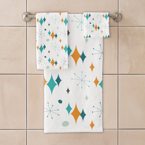Starburst Mid Century Modern Pattern Bath Towel Set