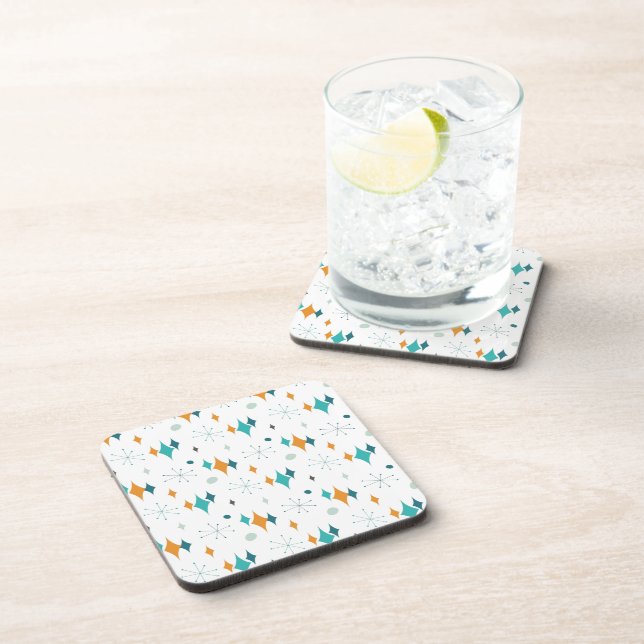 Starburst Mid Century Modern Pattern Beverage Coaster (Right Side)