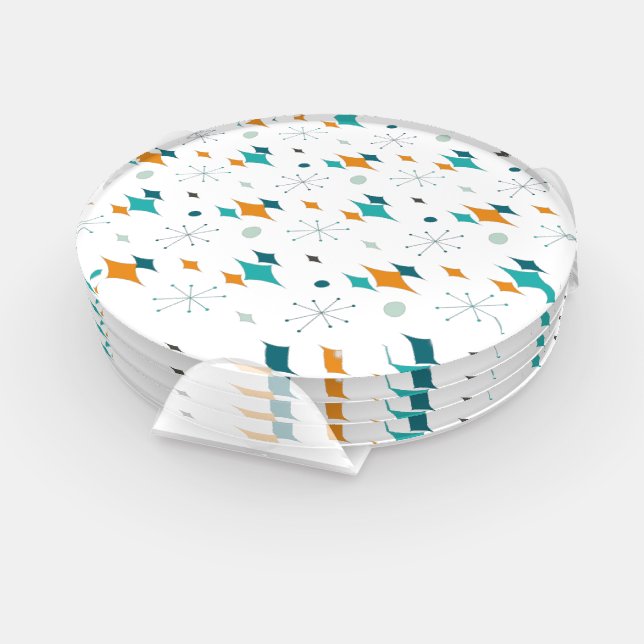 Starburst Mid Century Modern Pattern Coaster Set (Set)