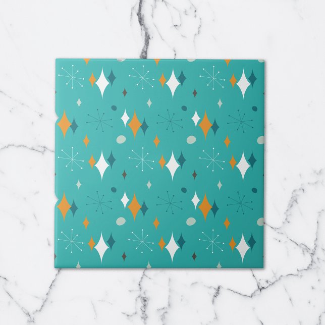 Starburst Mid Century Modern Pattern in Teal Ceramic Tile (Creator Uploaded)