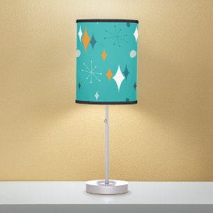 Starburst Mid Century Modern Pattern in Teal Table Lamp