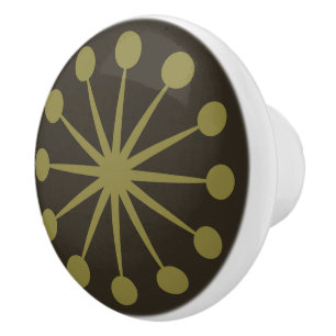 Starburst Mid Century Pattern Earth Hues Ceramic Knob