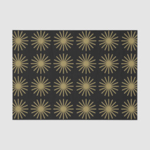 Starburst Pattern Black and Gold Tissue Paper