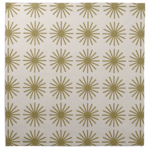 Starburst Pattern Gold & Linen White Cloth Napkin