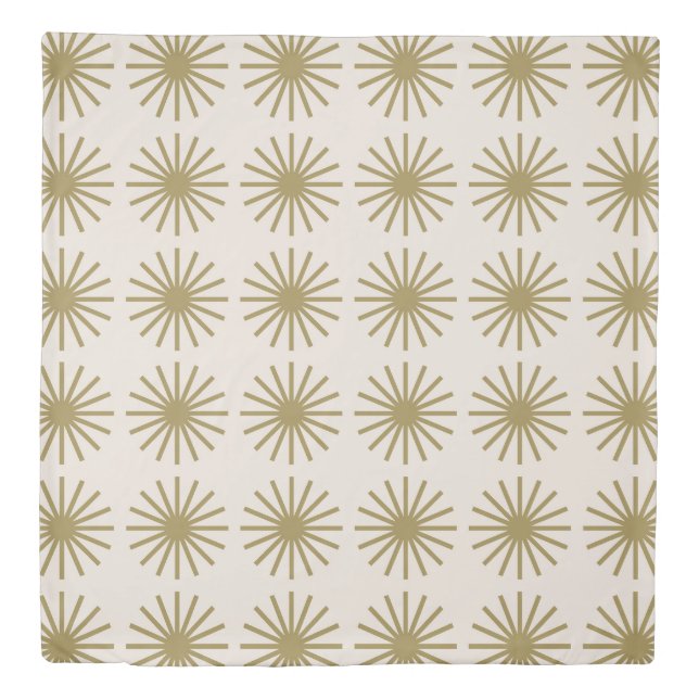 Starburst Pattern Gold & Linen White Duvet Cover (Front)