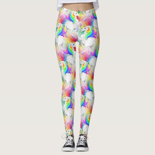 Starburst Princess Unicorn with Stars Leggings