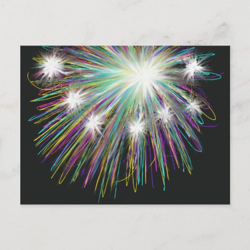 Starburst Stars Colourful Funky Space Neon Art Postcard