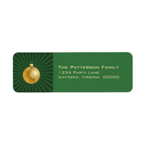 Starburst Stripes Ornament Address Labels Green Label