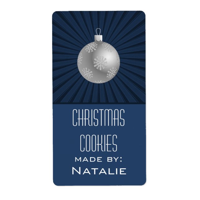 Starburst Stripes Ornament Baking Labels, Blue Label (Front)