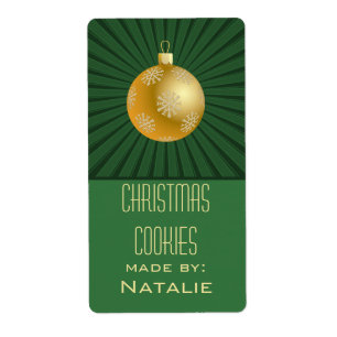 Starburst Stripes Ornament Baking Labels, Green Label
