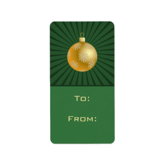 Starburst Stripes Ornament Gift Tag Labels, Green