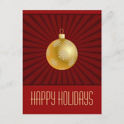 Starburst Stripes Ornament Postcard Red and Gold Holiday Postcard