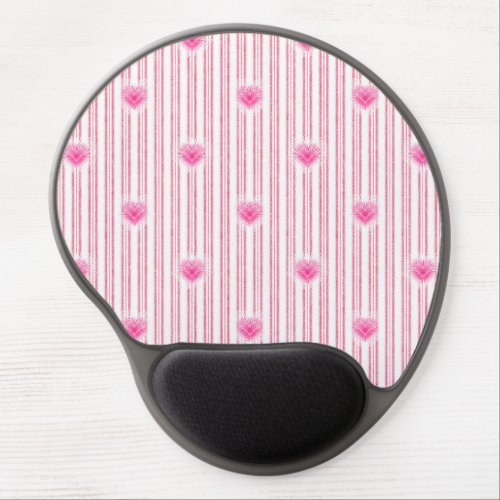 Starburst Valentine Heart on Soft Pink Stripe Gel Mouse Pad