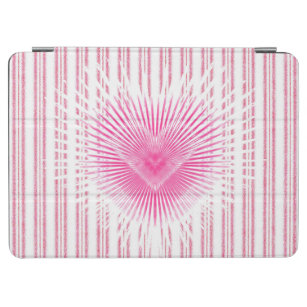 Starburst Valentine Heart on Soft Pink Stripe iPad Air Cover