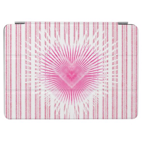 Starburst Valentine Heart on Soft Pink Stripe iPad Air Cover