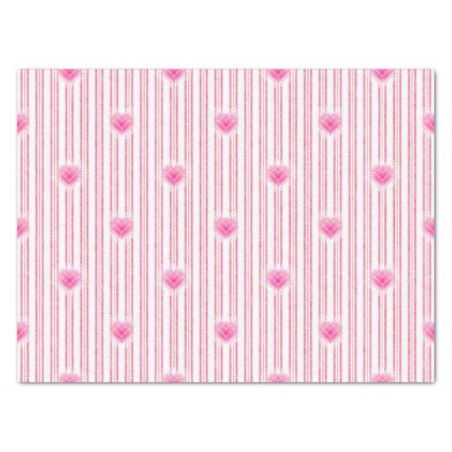 Starburst Valentine Heart on Soft Pink Stripe Tissue Paper
