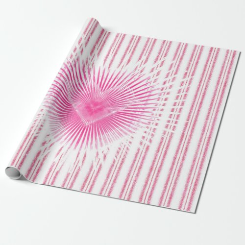 Starburst Valentine Heart on Soft Pink Stripe Wrapping Paper