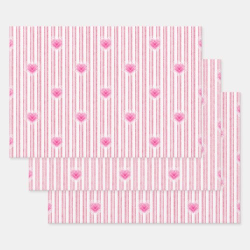 Starburst Valentine Heart on Soft Pink Stripe Wrapping Paper Sheets