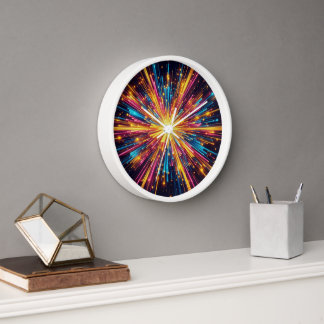 Starburst Wooden White Frame Analog Clock