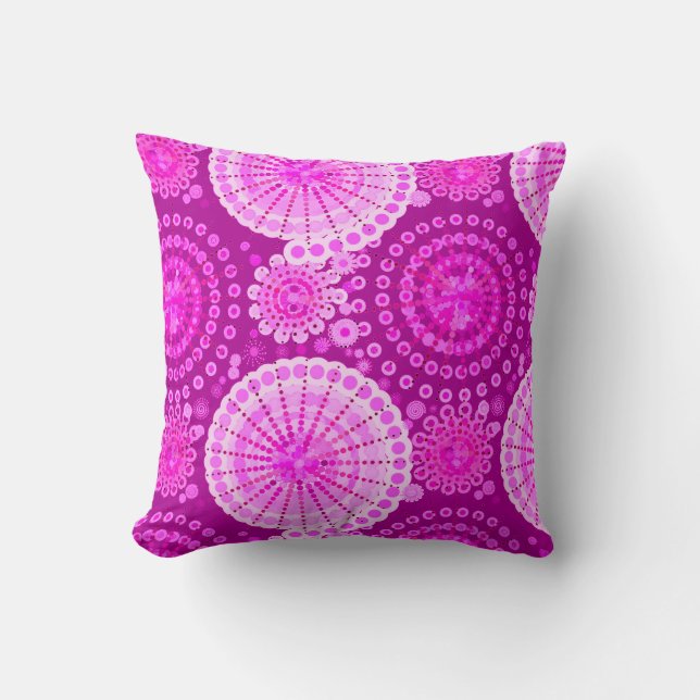 Starbursts and pinwheels, amethyst purple throw pillow (Front)