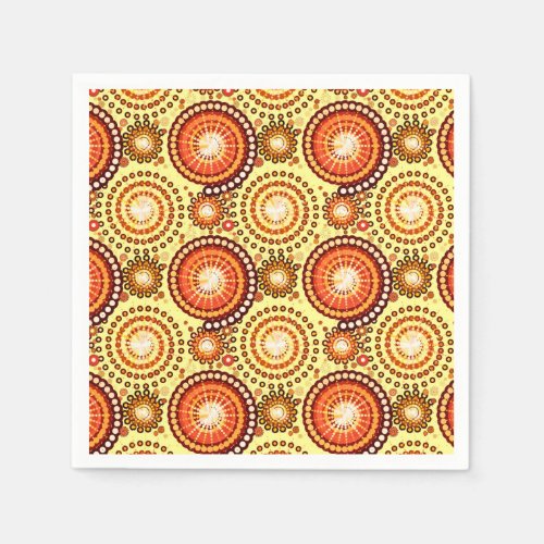 Starbursts and pinwheels brown and yellow paper napkins