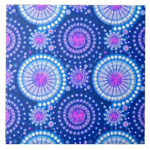 Starbursts and pinwheels, cobalt blue & white ceramic tile