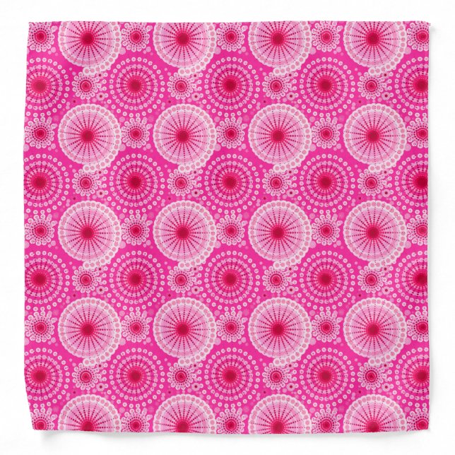 Starbursts and pinwheels, fuchsia pink & maroon bandana (Front)