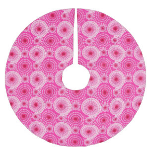 Starbursts and pinwheels, fuchsia pink & maroon brushed polyester tree skirt