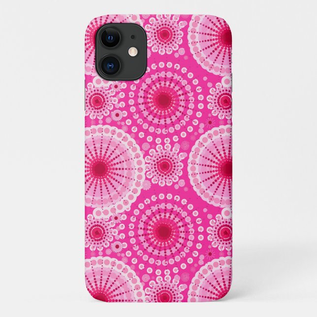 Starbursts and pinwheels, fuchsia pink & maroon Case-Mate iPhone case (Back)