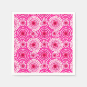 Starbursts and pinwheels, fuchsia pink & maroon paper napkins