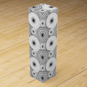 Starbursts and pinwheels, grey, black and white wine gift box