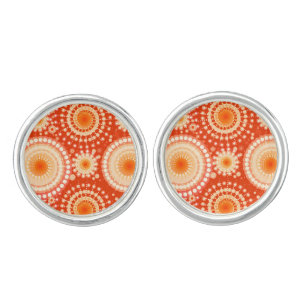 Starbursts and pinwheels, mandarin orange cufflinks