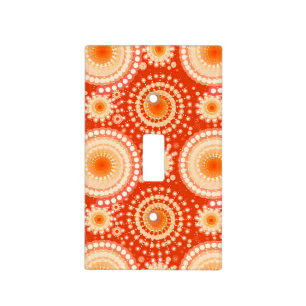 Starbursts and pinwheels, mandarin orange light switch cover