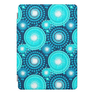 Starbursts and pinwheels, navy and turquoise iPad pro cover