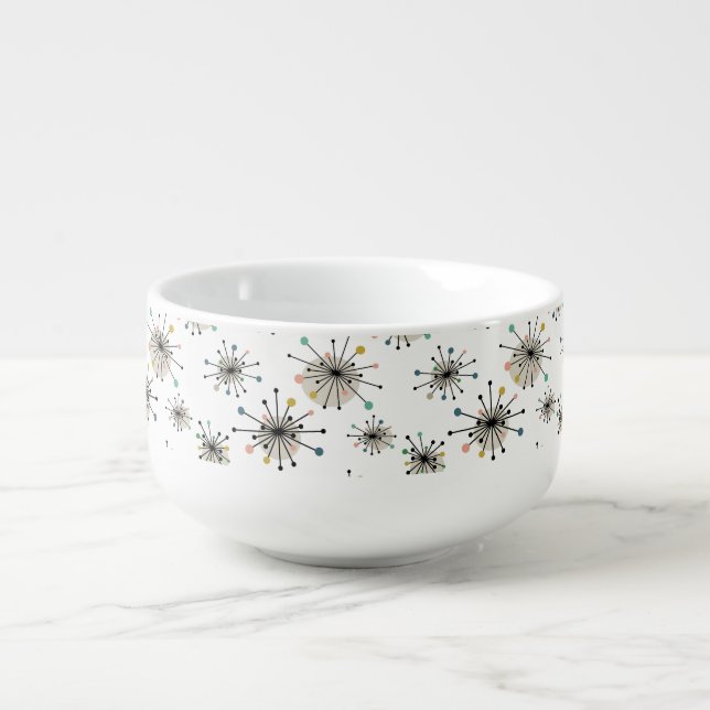 Starbursts Atomic Age Mid Century Modern Soup Mug (Front)