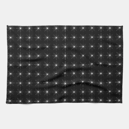 Starbursts In Black And White Kitchen Towel