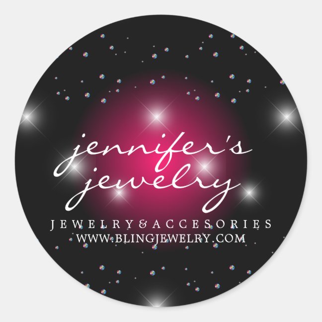 Stardust Bling Pink gems diamonds pearl lux Classic Round Sticker
