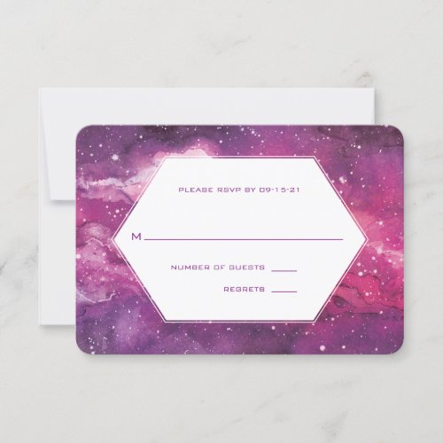 Stardust Cosmic Pink Wedding RSVP Card
